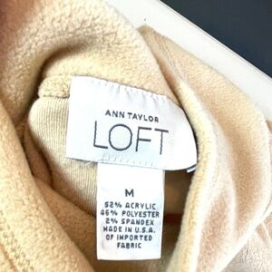 Ann Taylor LOFT Fleece Pullover Top – Size Medium – Soft Cream Mock Neck